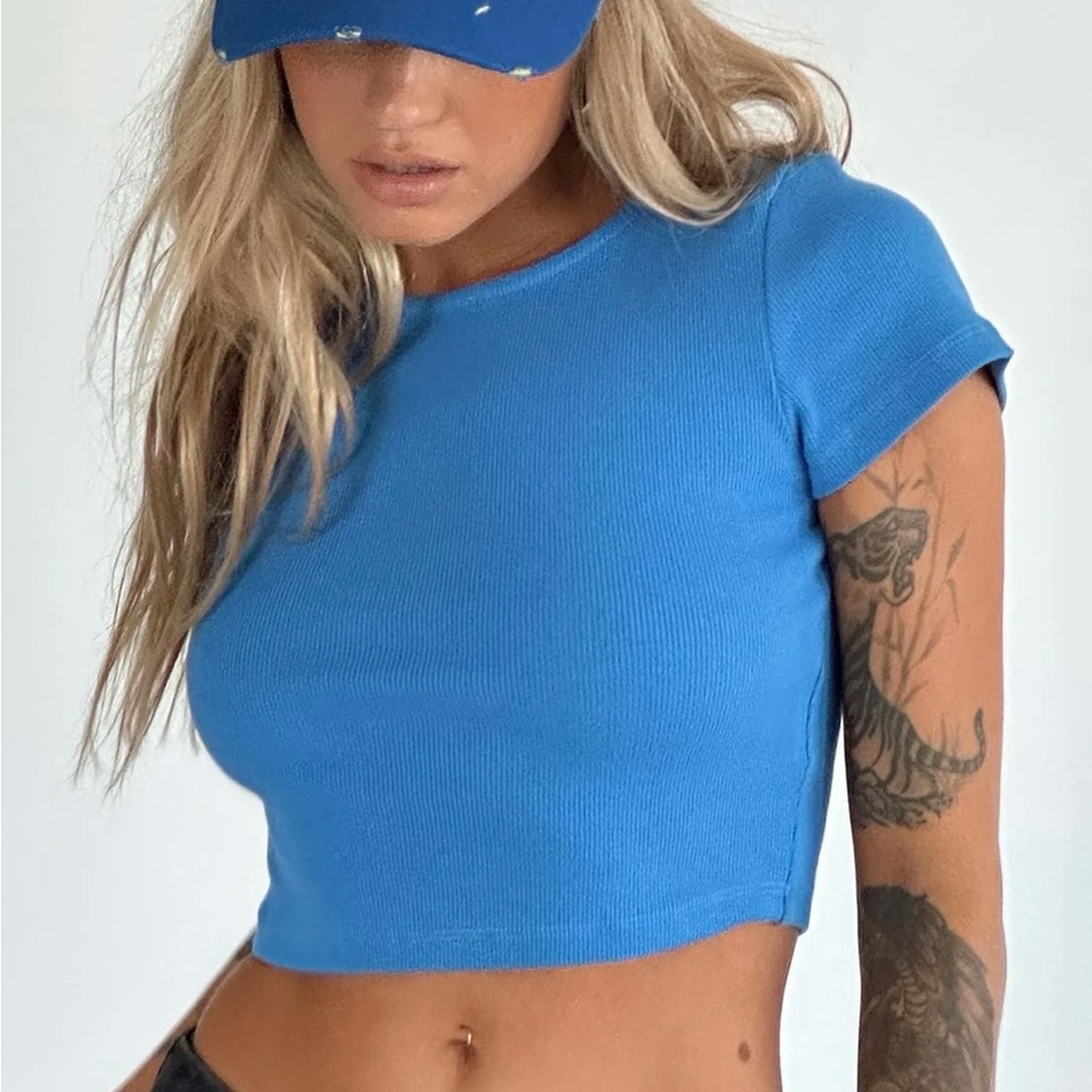 Princess‎ Polly Sky Blue Ribbed Tee